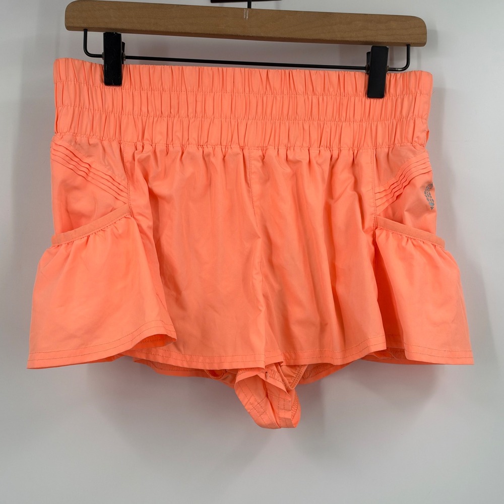 FP Movement Get Your Flirt On Shorts Orange Smocked High Rise Small OB1087854